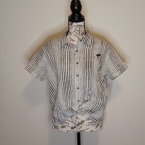 NWT BILLABONG Black and White Striped Button Down Shirt, Size Large